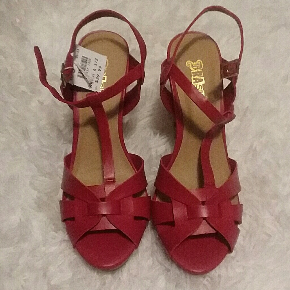 Red Platform Wedges